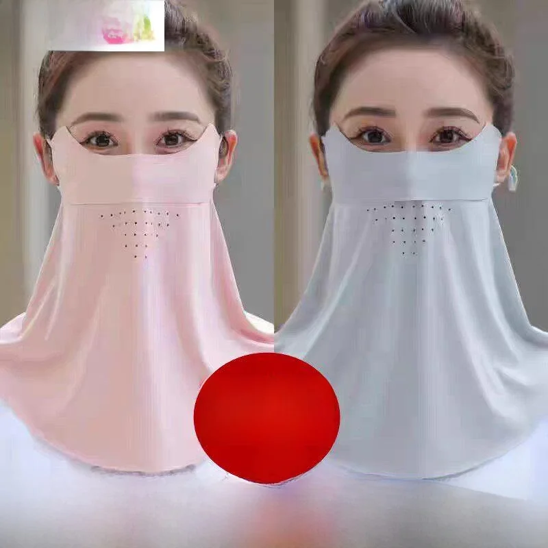 

Ice Silk Long Face Mask Women's Seamless Neck Protection UV Protection Breathable Driving Sunshade Large Face Cover