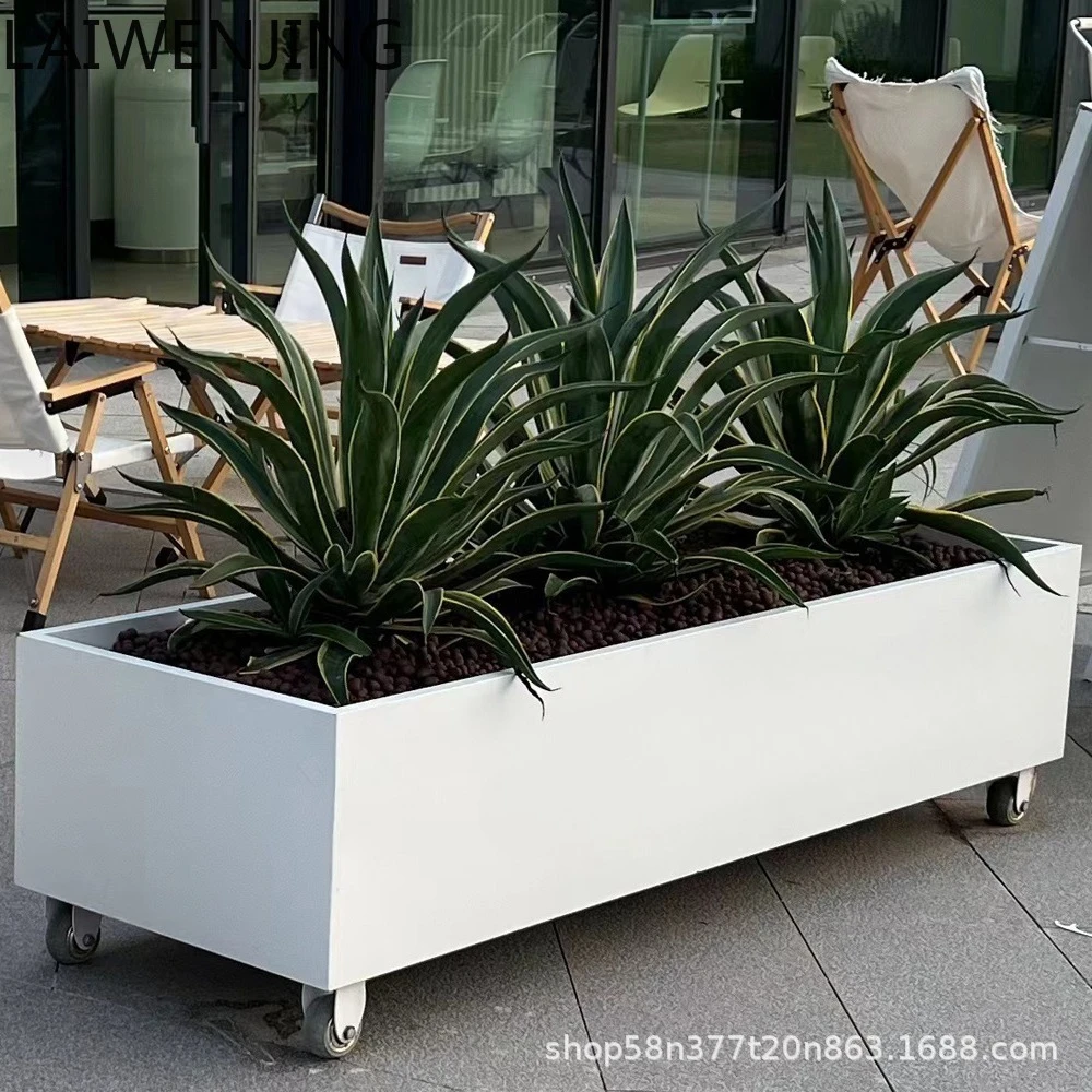 LYY  Outdoor Movable Flower Box Restaurant Green Plant Outdoor Planter with Wheels