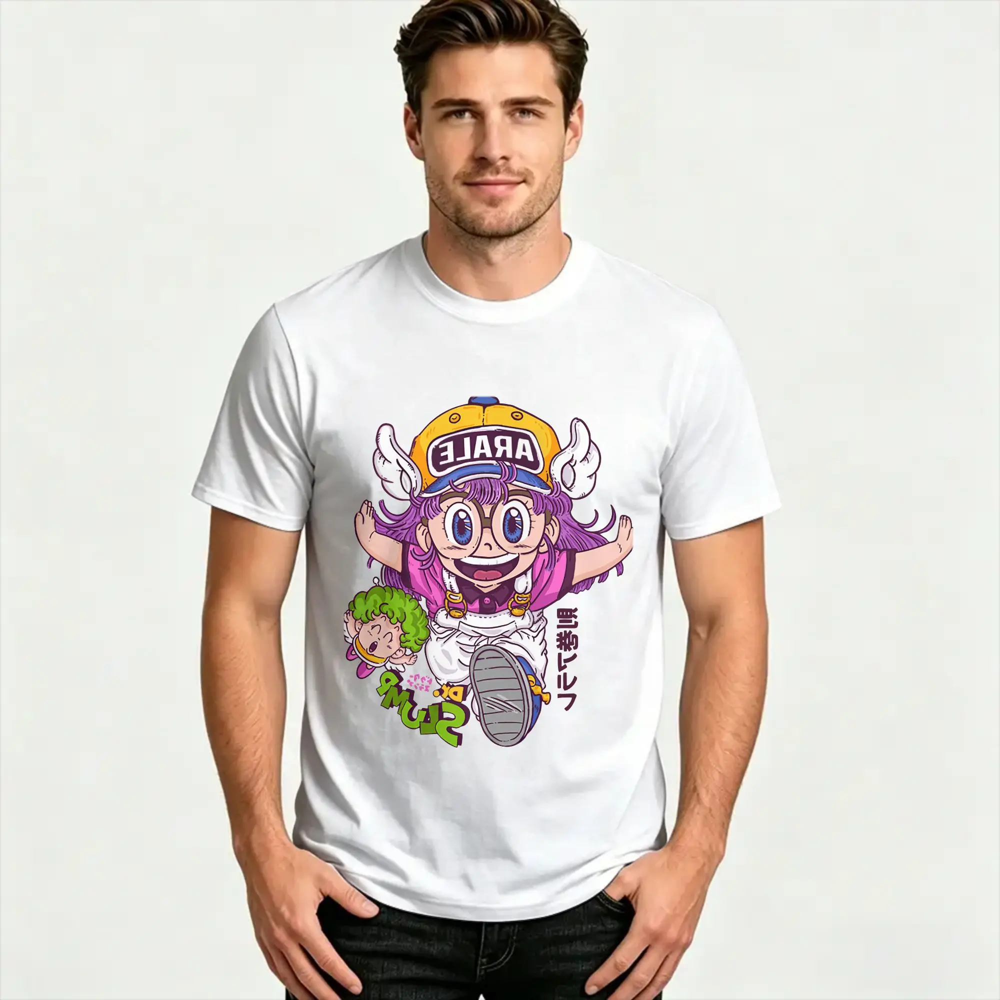 Arale Dr Slump T-Shirt for Men Women Anime Novelty 100% Cotton Tee Shirt Crewneck Short Sleeve T Shirt Birthday Gift Clothes