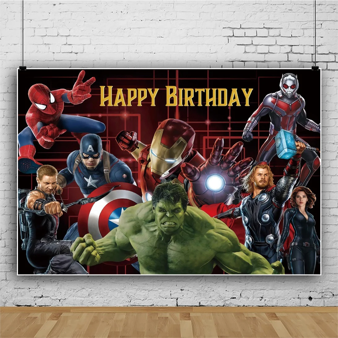 Captain Thor Spider-Man Photo Backdrop Background For Photography Baby Shower Boy Birthday Party Decor Props Supplies Banner