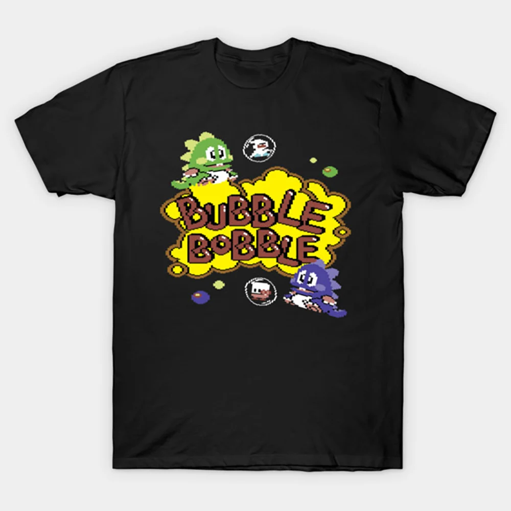 Retro Pixels Game Bubble Bobble Gift T-shirt for Arcade Gamer 0810 Cute Cartoon Dinosaurs  Graphic Clothes All Size Tops