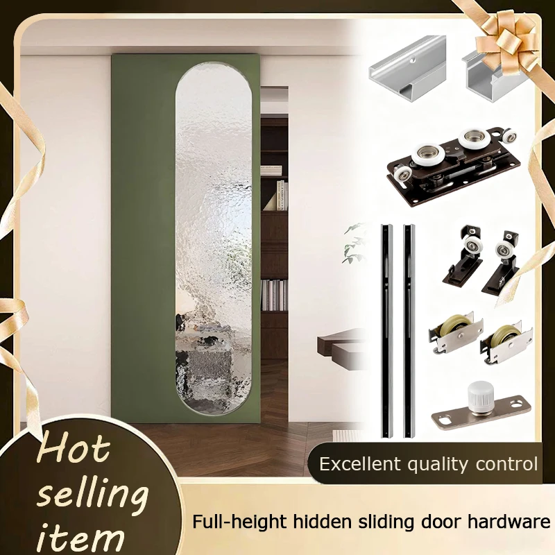 

Невидимый бесследный комплект раздвижной фурнитуры для дверей Ghost, полная высота для кухни и ванной комнаты с бесшумным демпфирующим верхним рельсом