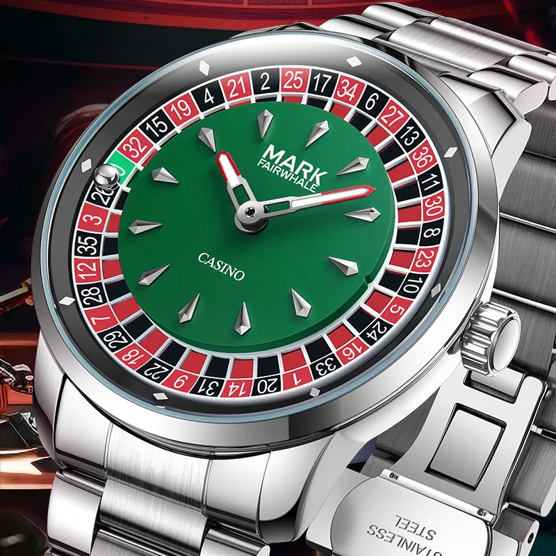 Mark Fairwhale Merek Teratas 360 °   Jam Tangan Pria Fashion Roda Berputar Jam Tangan Kuarsa Strip Baja Jam Tangan Tahan Air untuk Pria Hadiah Terbaik