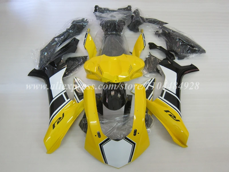 4Gifts New ABS Motorcycle Fairings Kit Fit For YAMAHA R1 15 16 17 18 19 2015 2016 2017 2018 2019 Bodywork Set Black Yellow