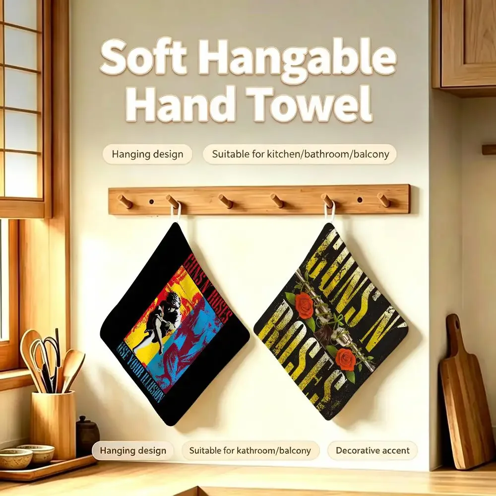 G-Guns N Roses Use Your Illusion I Polyester Cotton Daily Towel Hanging Kitchen Hand Wiping Cloth Durable for Whole House Use