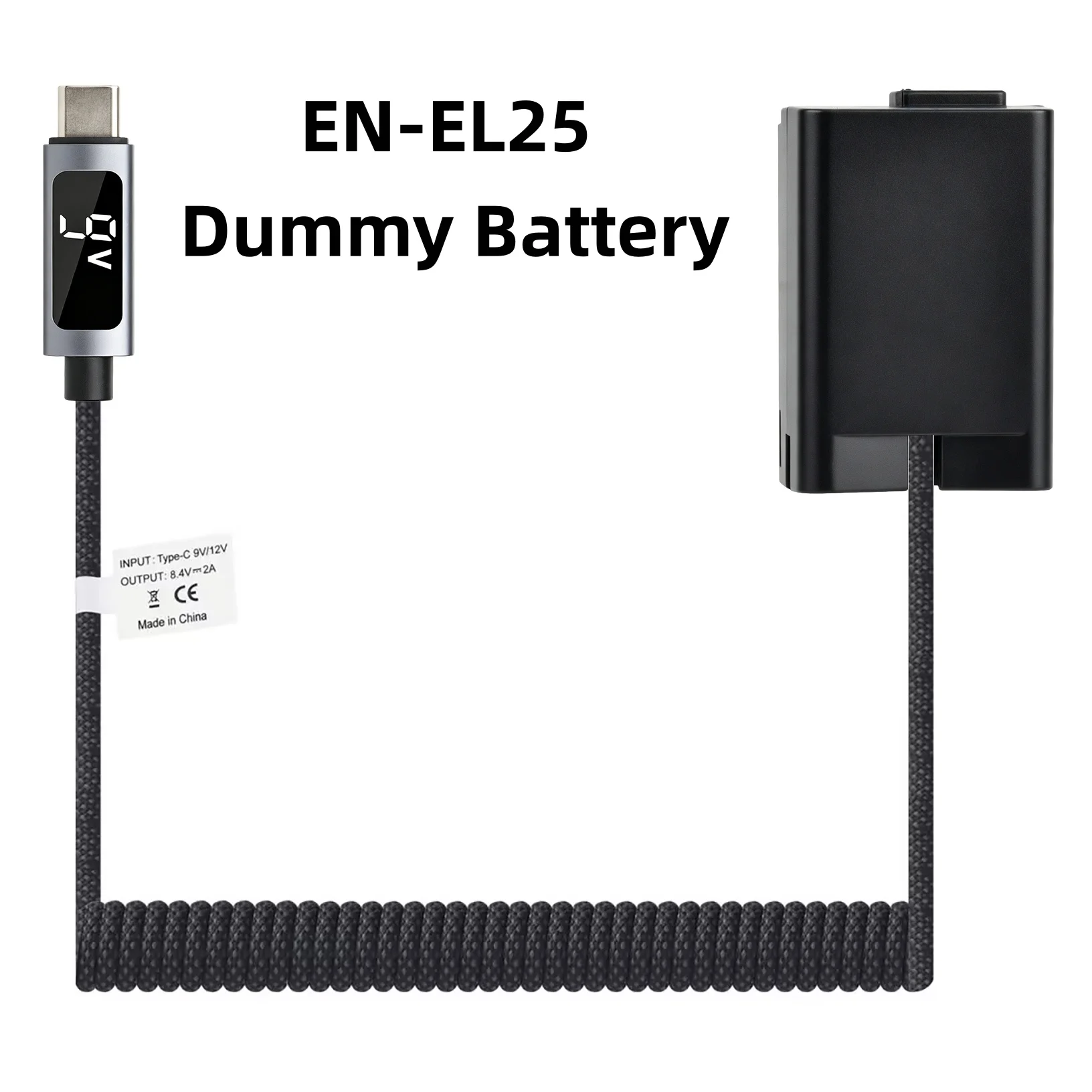Dummy Battery with 9V PD USB-C Power Supply Connector for EN-EL15 EN-EL25 NP-FW50 NP-FZ100 DMW-BLK22 NP-W126 NP-W235 LP-E17