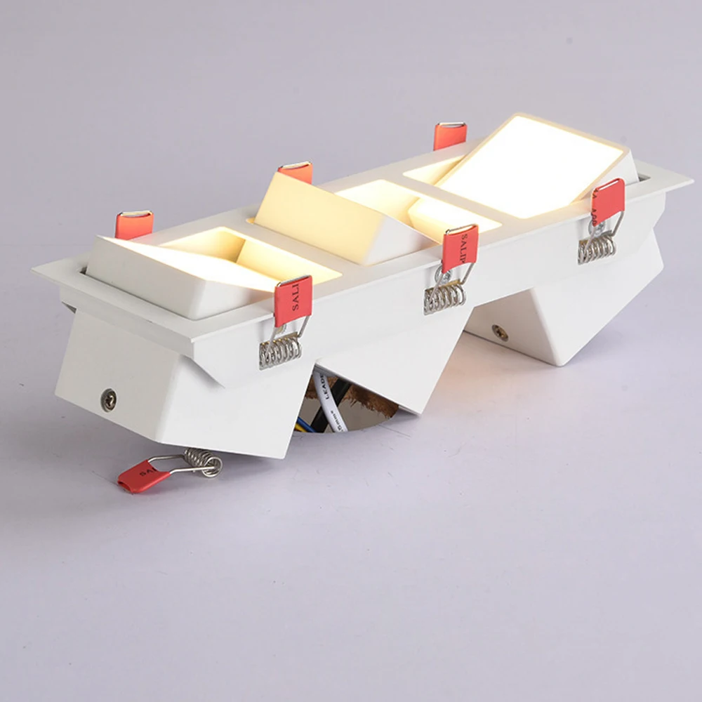 LED Panel Embedded Ceiling Spot Light 1/2/3 Heads LED Square White Downlight 6000K Modern Simple Household Commercial Spotlights