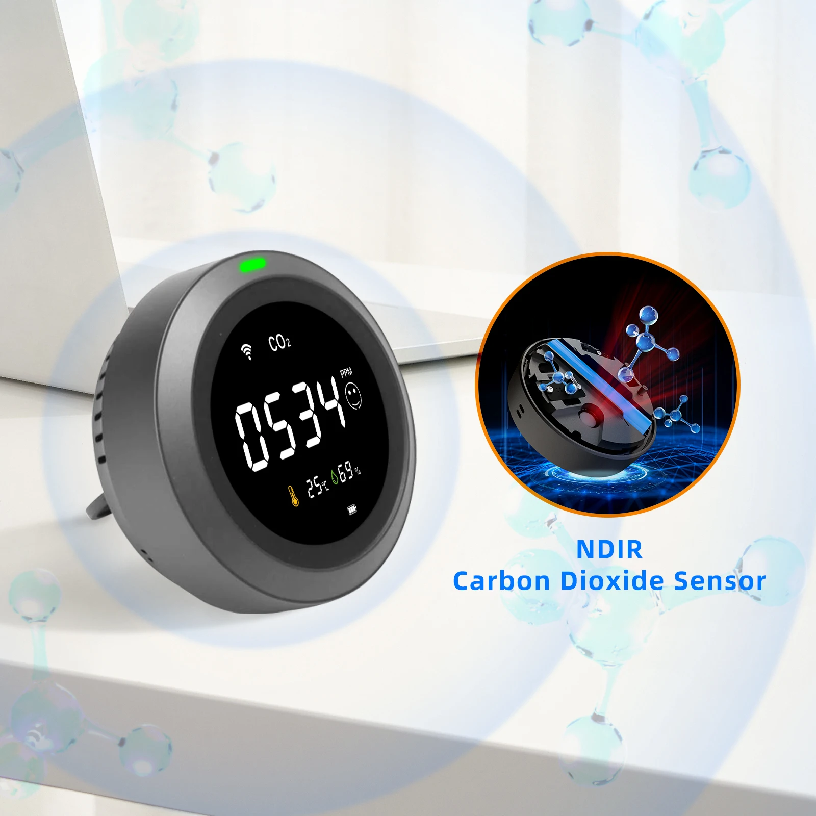 Smart Air Quality Monitor Wifi Connection With App For Home And Indoor Used