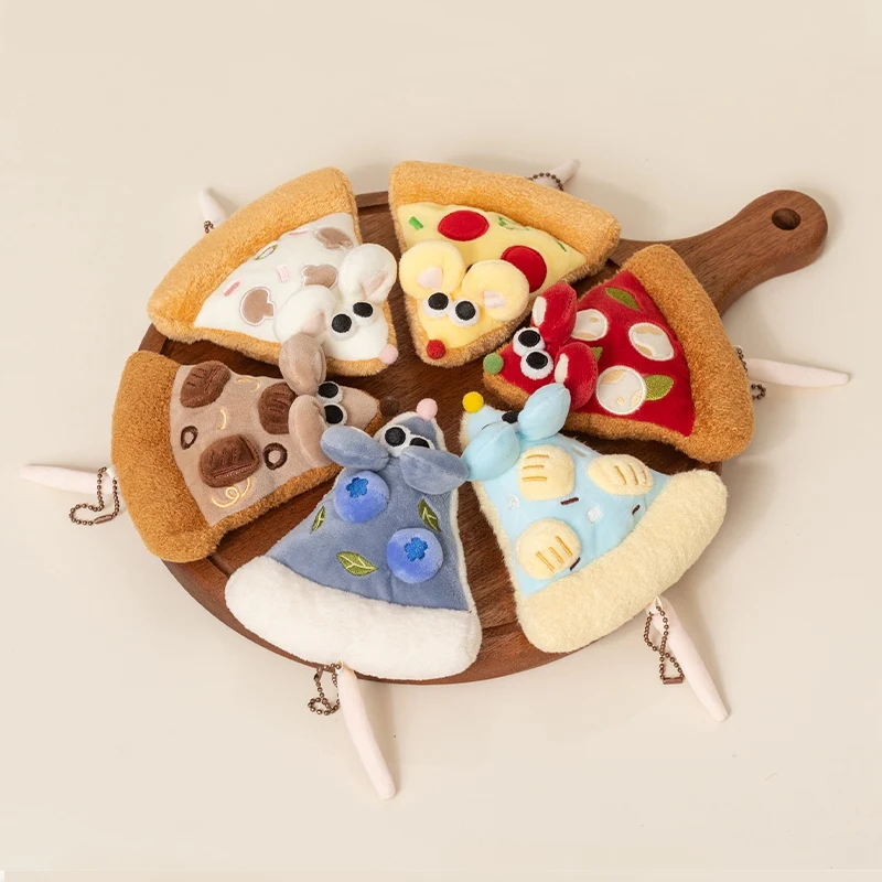 Peluches de Ratón con Forma de Pizza, Colgantes Creativos de Pizza con Múltiples Sabores, Adorables Muñecos de Ratón, Regalos para Cumpleaños