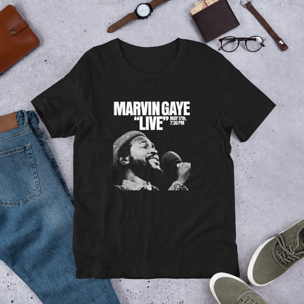 

Футболка с короткими рукавами и концертным плакатом Marvin Gaye LIVE