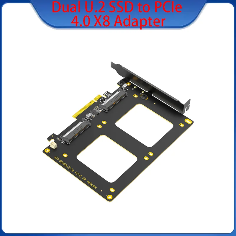 

Двойной адаптер U.2 SSD — PCIe 4.0 X8 Поддержка 2x U.2 SSD или Soft Raid без адаптера функций разветвителя PCI-e Поддержка записи ОС