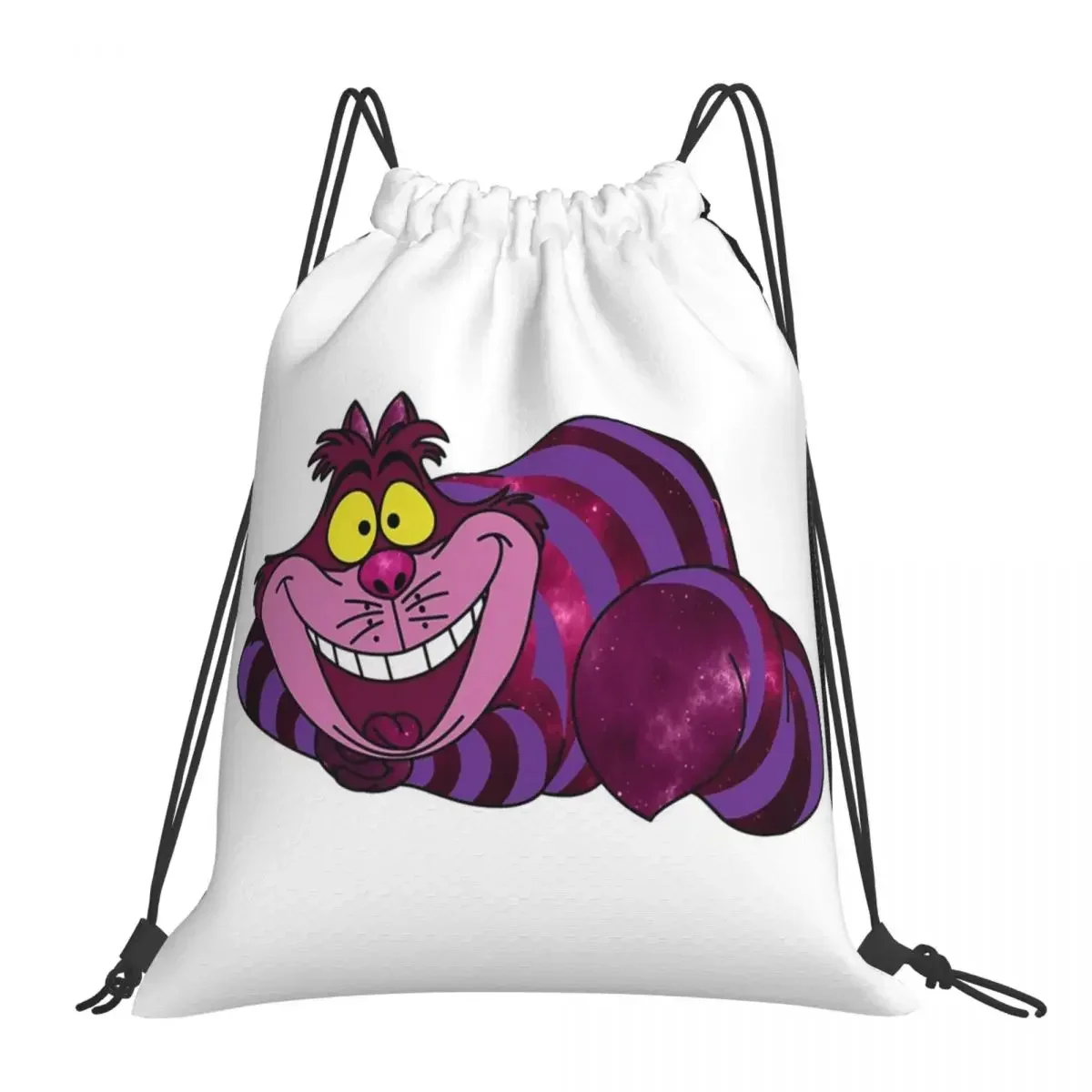 Cheshire Space Cat Backpacks Fashion Portable Drawstring Bags Drawstring Bundle Pocket Shoes Bag BookBag For Travel School