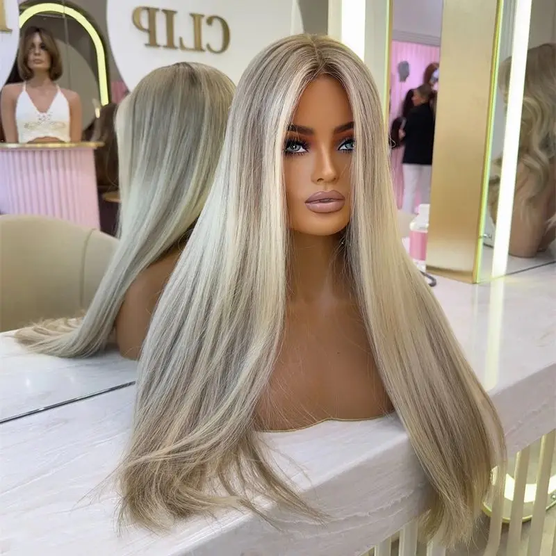 

Парик для косплея, ежедневный парик, Ombre, пепельно-русый, высококачественный синтетический парик спереди, парик балаяж, супер длинный прямой парик для женщин