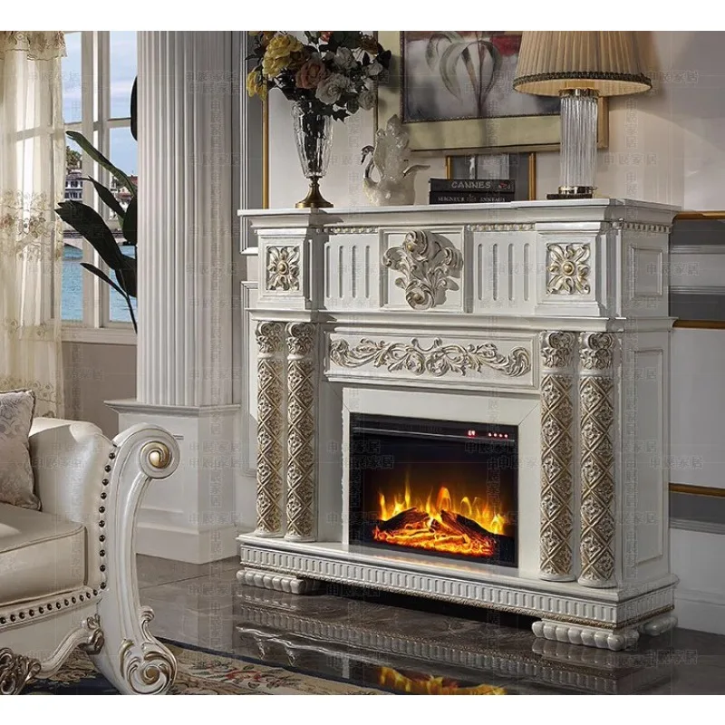 

Oak American classical log European carved villa gold-painted decorative cabinet