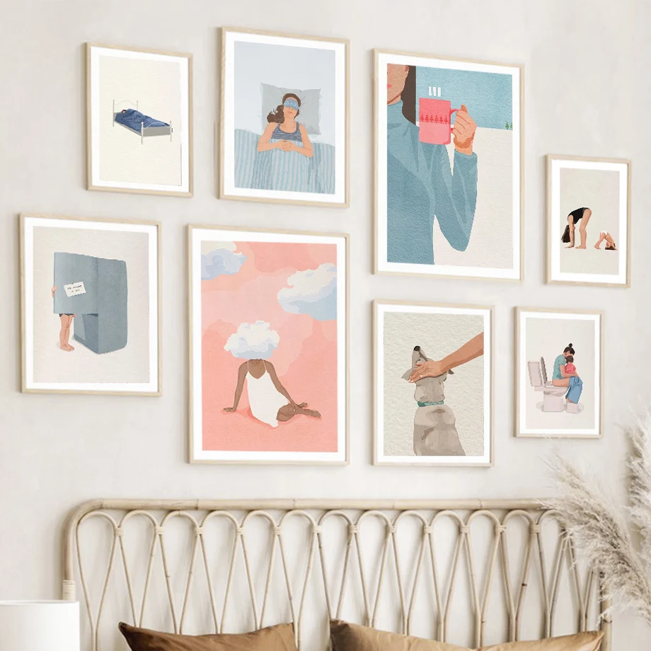 

Easy Weekend Love My Bed Cloud Girl It's in My Fridge Happy Family Fashion Wall Art Canvas Painting Nordic Poster Room Decor