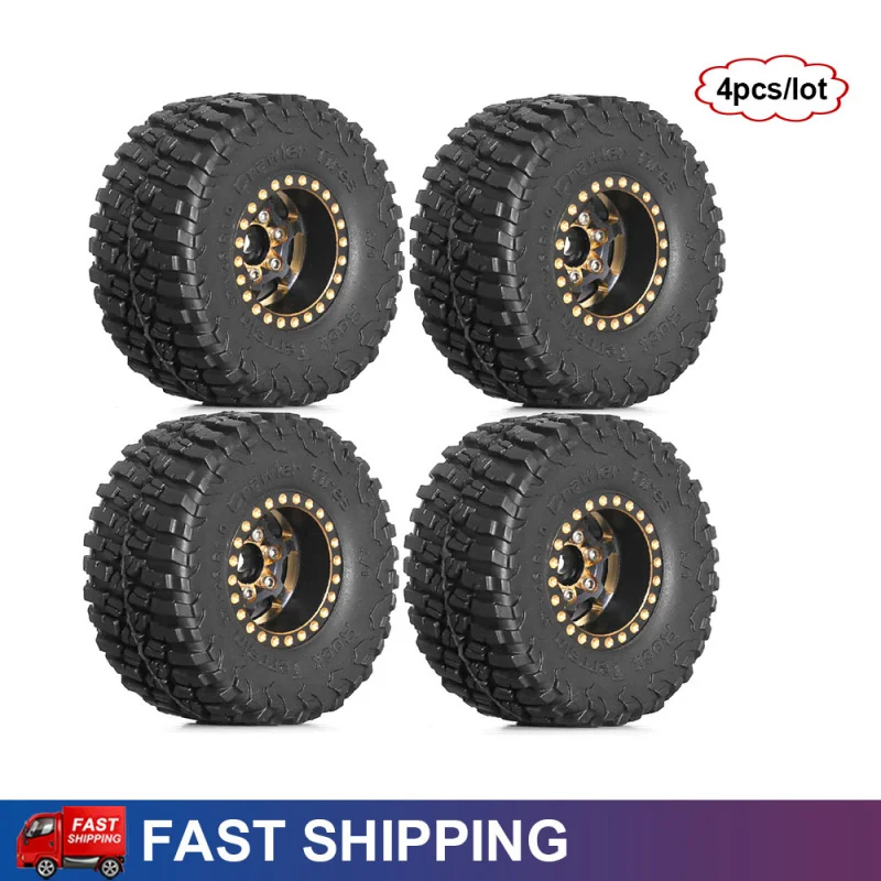 

4PCS 1.0" Brass RC Crawler Wheels & Tires for 1/18 Traxxas TRX4M Bronco Defender 1/24 Axial SCX24 AX24 FCX24 Upgrade Parts