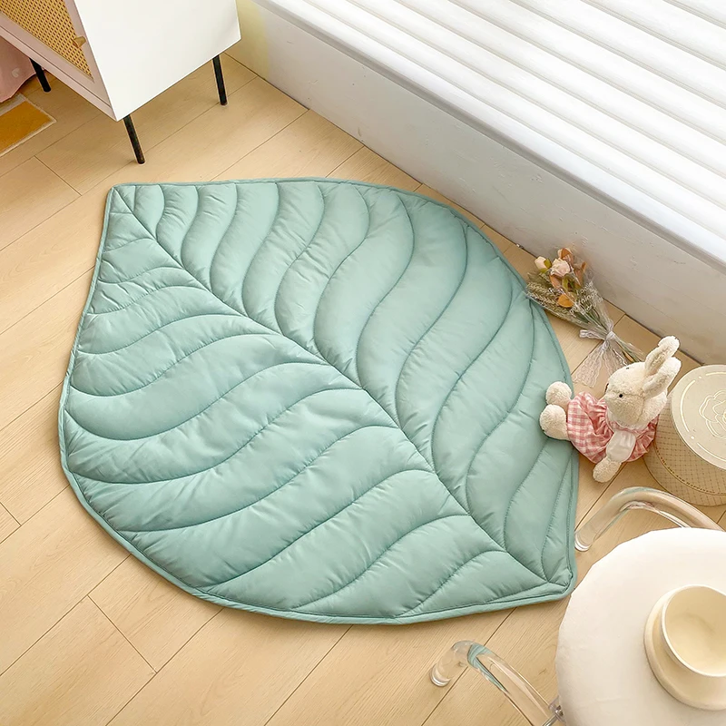 Creative Kid Room Play Mat Baby Climbing Pad Green Carpet Leaf Shaped 143*107cm Nordic Tapetes Home Tapis Dual-use Soft Quilt