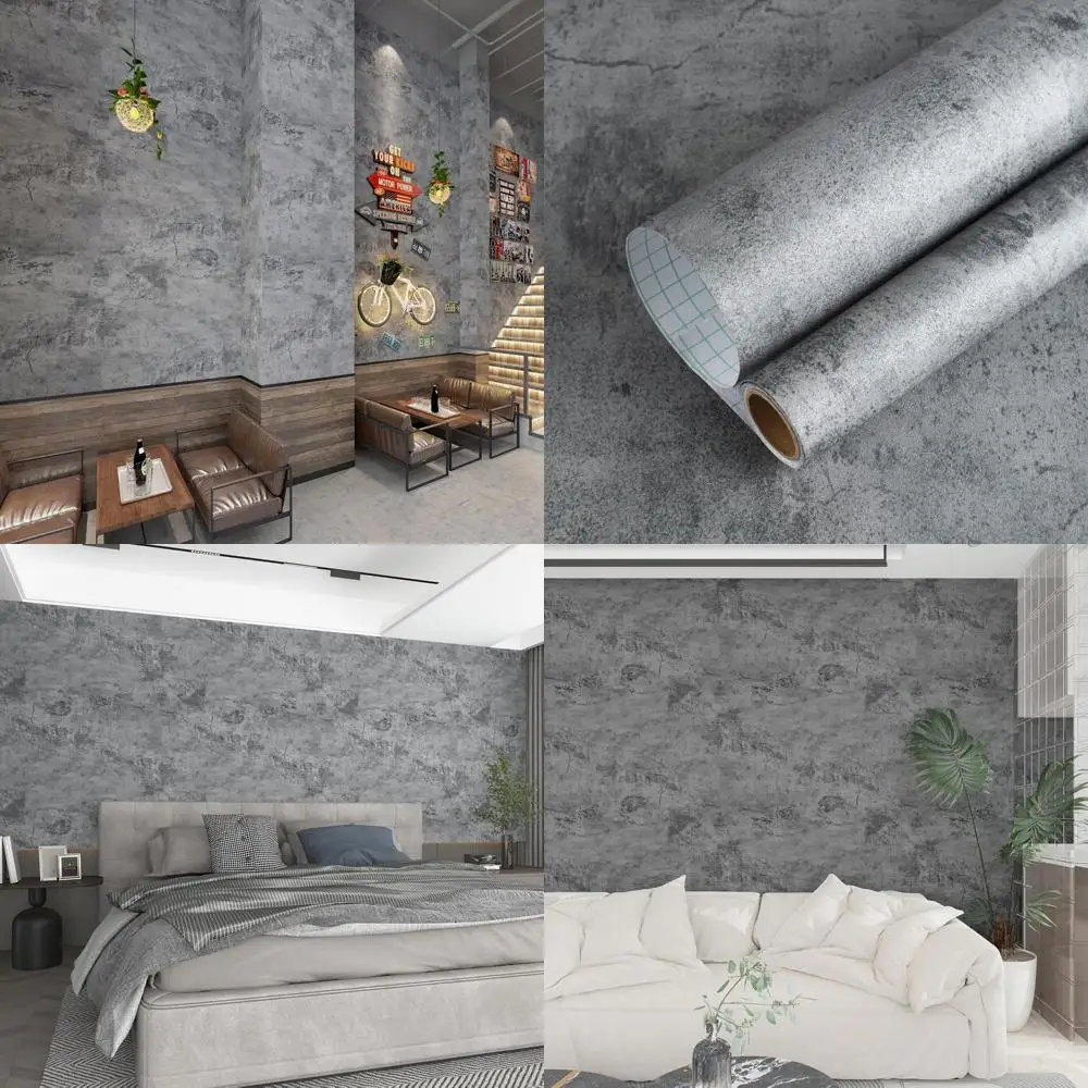 Retro Industrial Style Blue Concrete Textured Wallpaper Peel and Stick Dark Matte Thick 24x590.5in Extra Wide Contact Paper