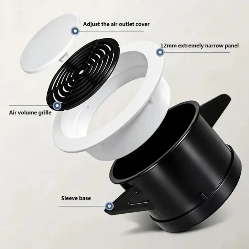 

Round Ventilation Grille Adjustable Exhaust Port Freshly Air System Ceiling Decorative Vent Cover For Home Office M4YD