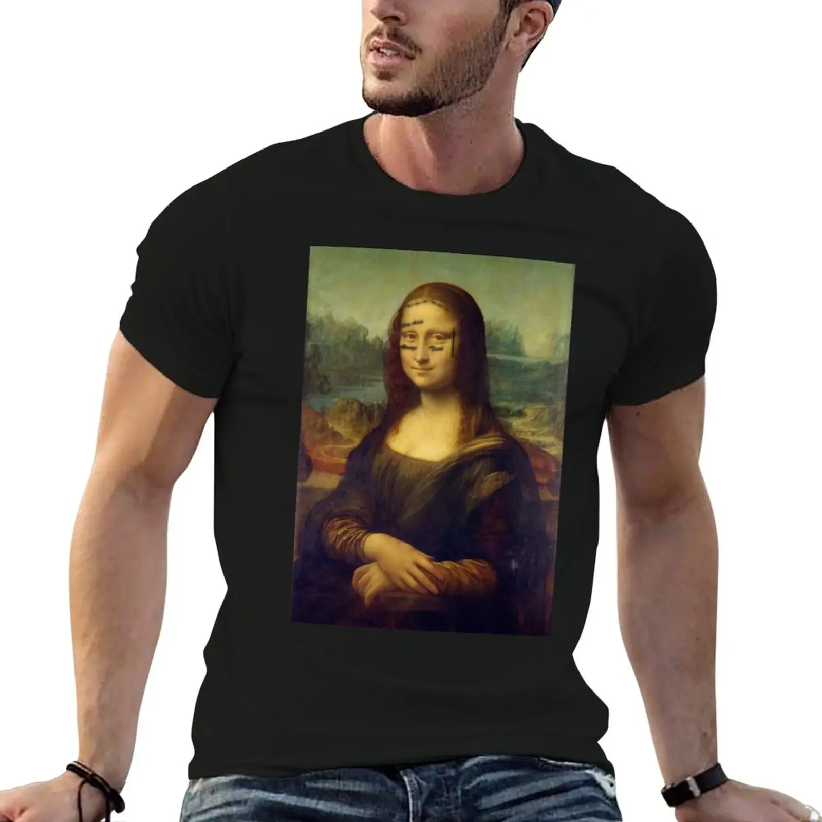 Mona Malone Lisa T-Shirt oversized t shirt korean fashion Short sleeve tee luxury clothes men