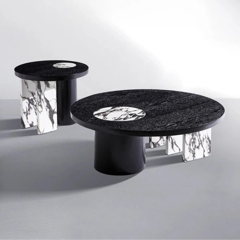 

Minimalist living room coffee table size apartment villa high and low combination round coffee table home high sense