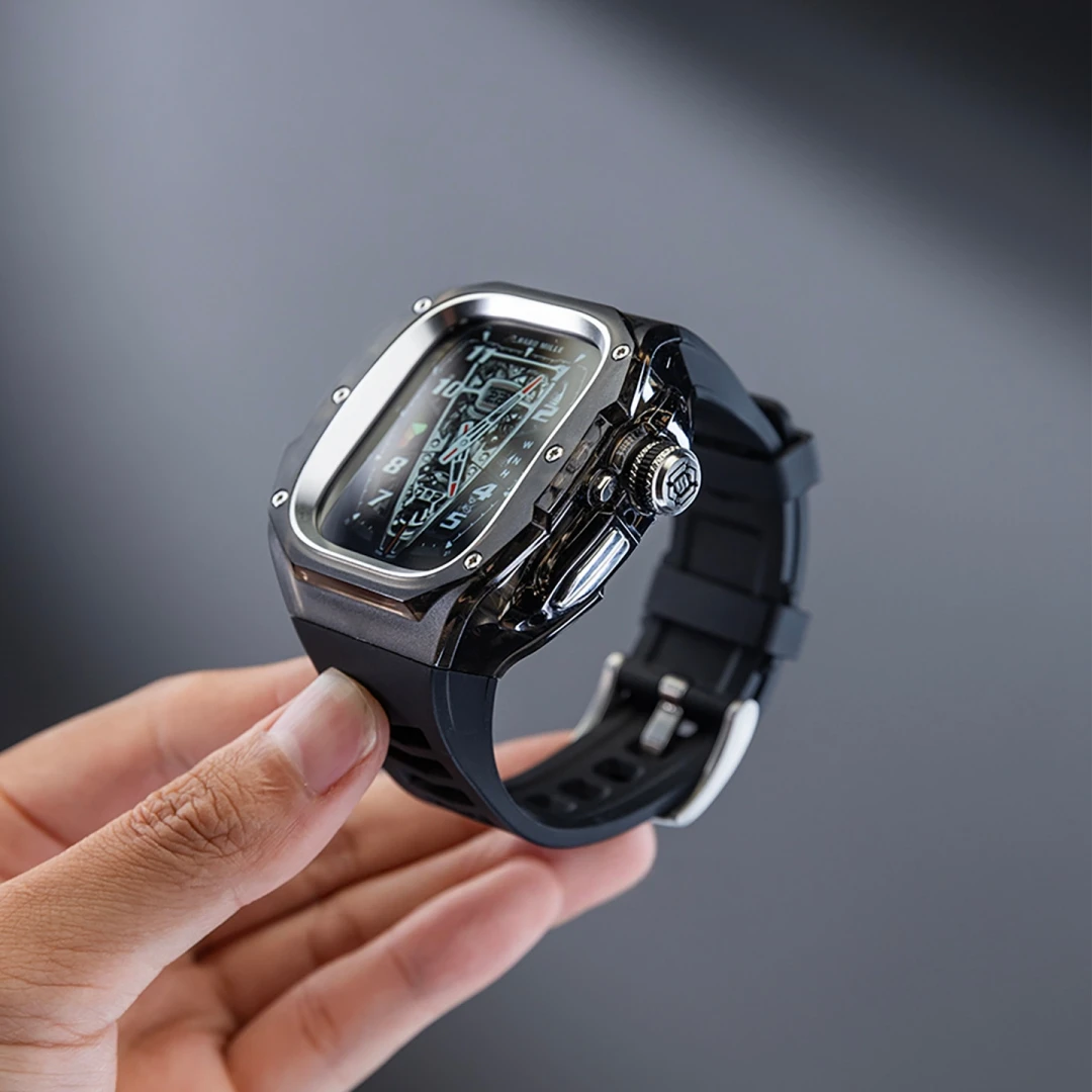 

Fit For Apple Watch Ultra1 Ultra2 Ultra3 Silicone Rubber Watch Strap With 49mm PC Material Shell Mod Protective Case