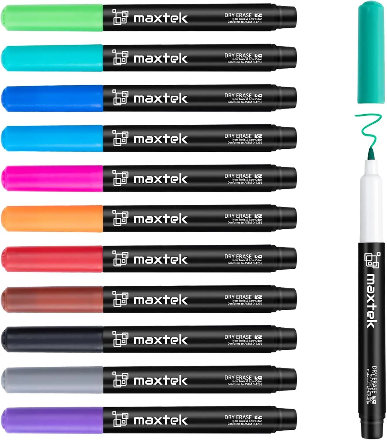 

Ultra Fine Dry Erase Markers 0.7mm for Detailed Writing, 12 Low Odor Colors with Easy Erase Ink