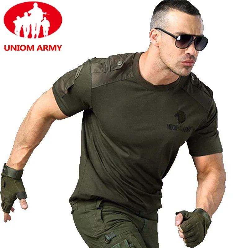 Army T Shirt Military Tshirt Style Tactical T-shirt Urban Men\'s Green for Men Cargo Uniform Short Sleeved Male Tee TShirt Black