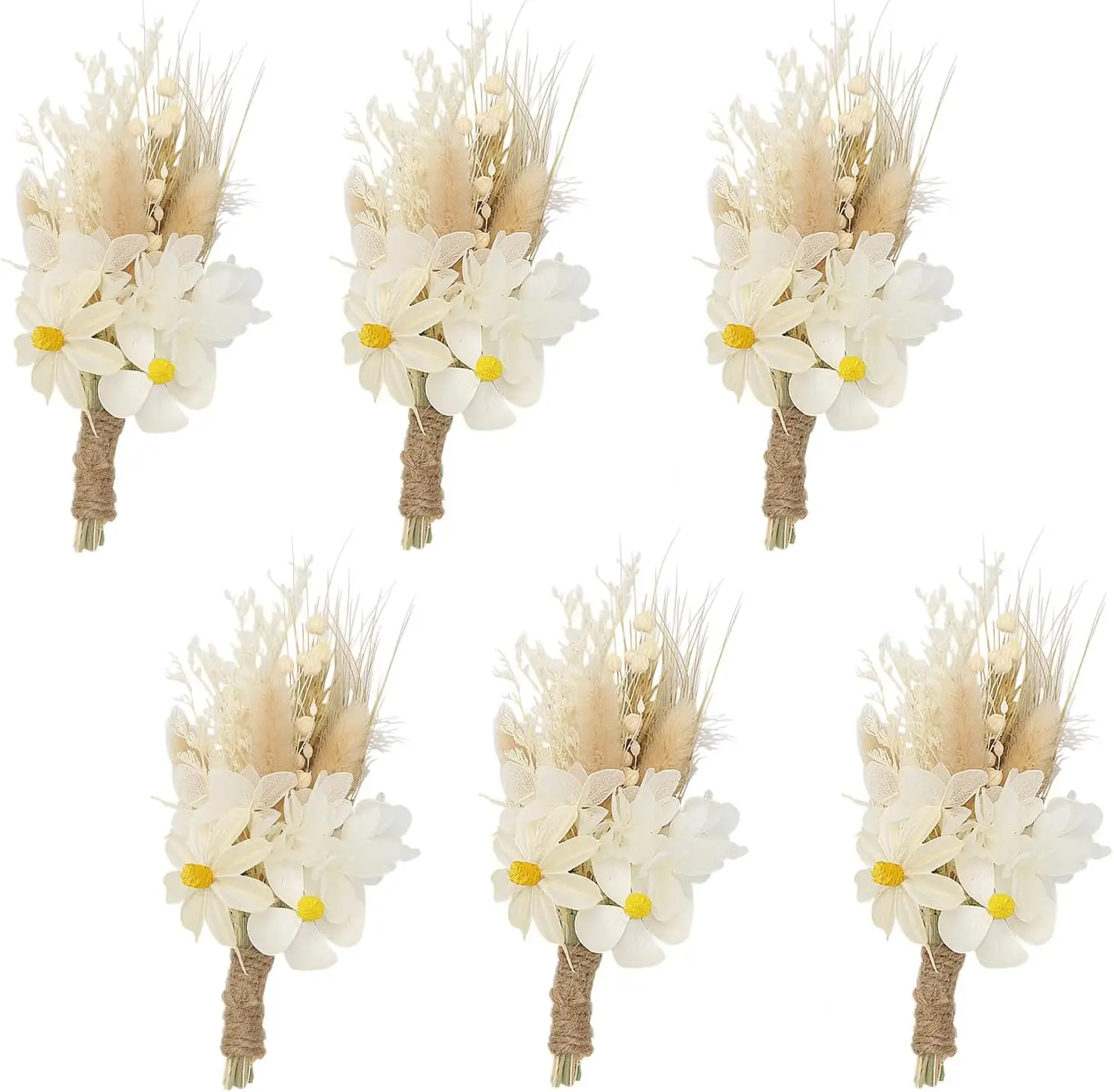 Boutonnieres Mini Dried Flowers Bouquet With Pin for Boho Wedding Birthday Cake Table Anniversary Party Decoration