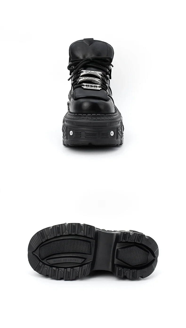 2026 Neue Punk-Style Damenschuhe Schnürschuhe mit 6 cm Absatzhöhe Plateauschuhe Damen Gothic Knöchelstiefel Rock-Stiefel mit Metallverzierung Damen-Sneaker – Detail 11