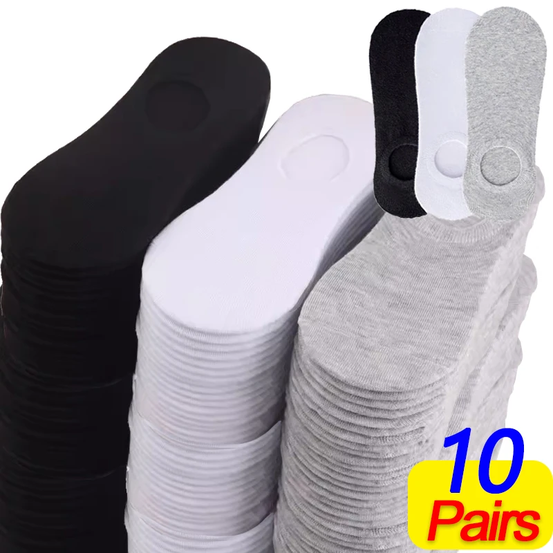 

10Pairs Summer Women Men Boat Socks Invisible Low Cut Silicone Non-slip No-show Ankle Socks Casual Breathable Short Cotton Socks