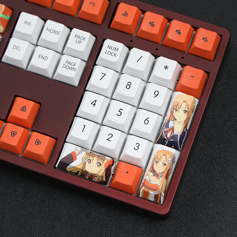 Anime Sword Art Online Asuna 108 Key Caps PBT DYE Sublimation Cherry MX Cross Axis Switch Keycap Mechanical Keyboard Gaming Gift