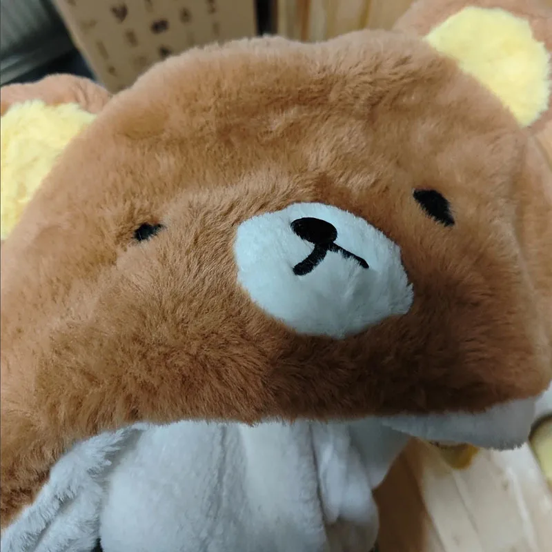 Rilakkuma – ensemble écharpe et chapeau en peluche épaisse Double couche, écharpe de cou chaude à capuche avec Protection des oreilles pour cadeau de Cosplay par temps froid