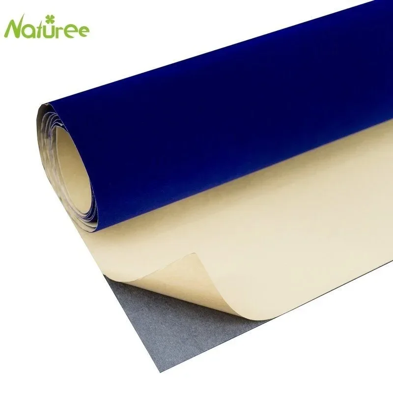 

1.2MM Blue Color Self Adhesive Velvet Flocking Liner Jewelry Contact Paper DIY Sticky Fabric for DIY Sewing 45cm Width