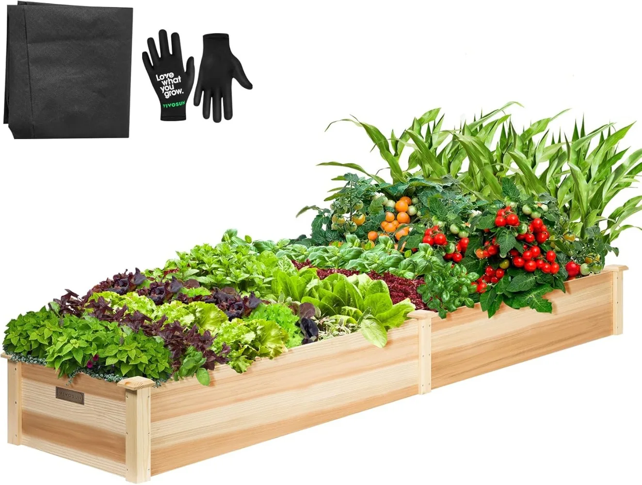 

Wooden Raised Garden Bed,Inches, Outdoor Wood Planter Box with Gloves and a Liner for Garden, Patio, Balcony