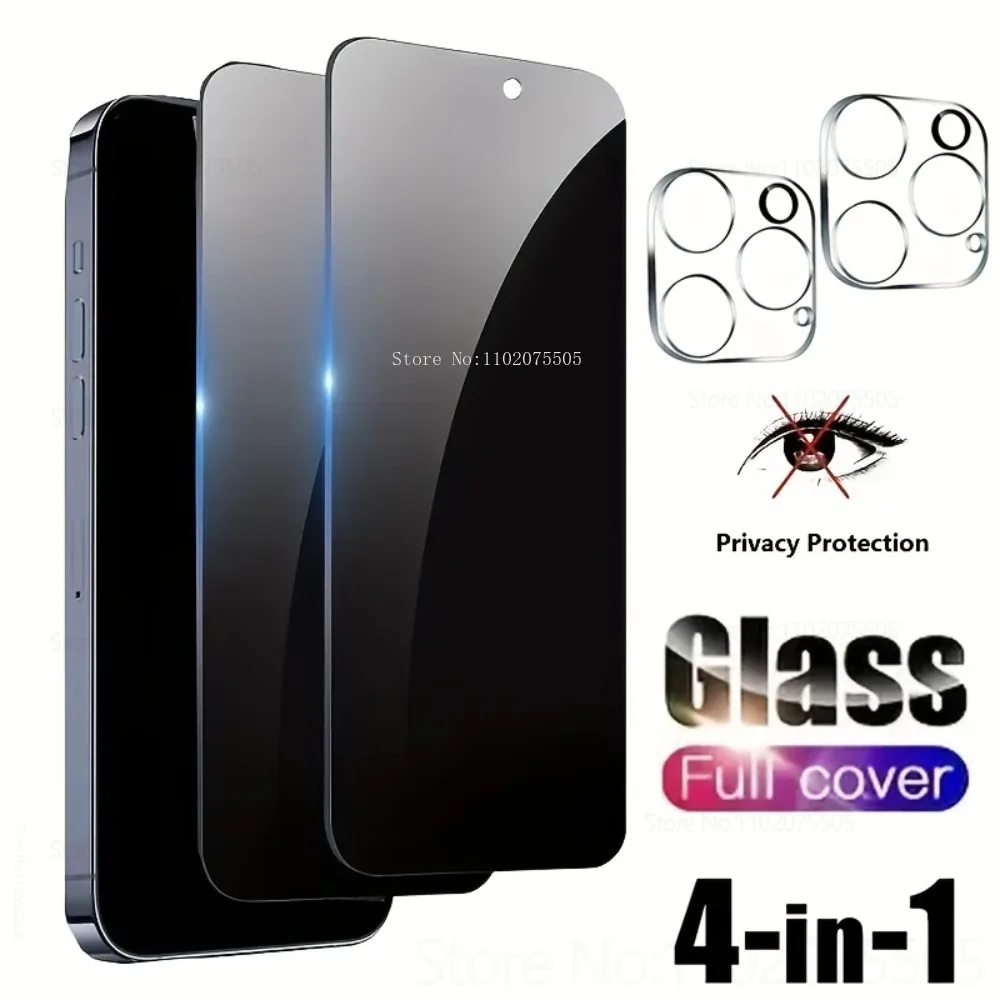 

2Pcs Anti-Spy Protective Film for IPhone 16E 16 Promax 14 Plus 16 15 Pro Tempered Glass 12 11 13 Promax+2Pcs Lens Protector Film