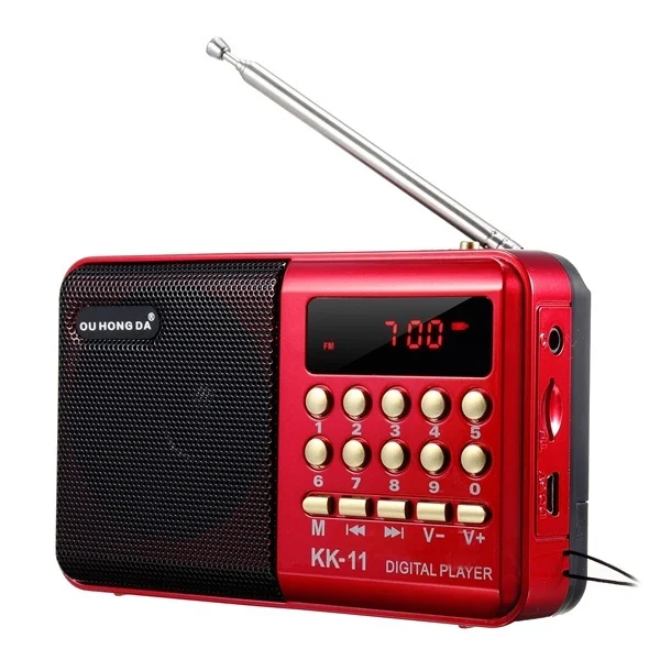 K11 FM Rechargeable Mini Portable Radio Handheld Digital FM USB TF MP3 Player Speaker