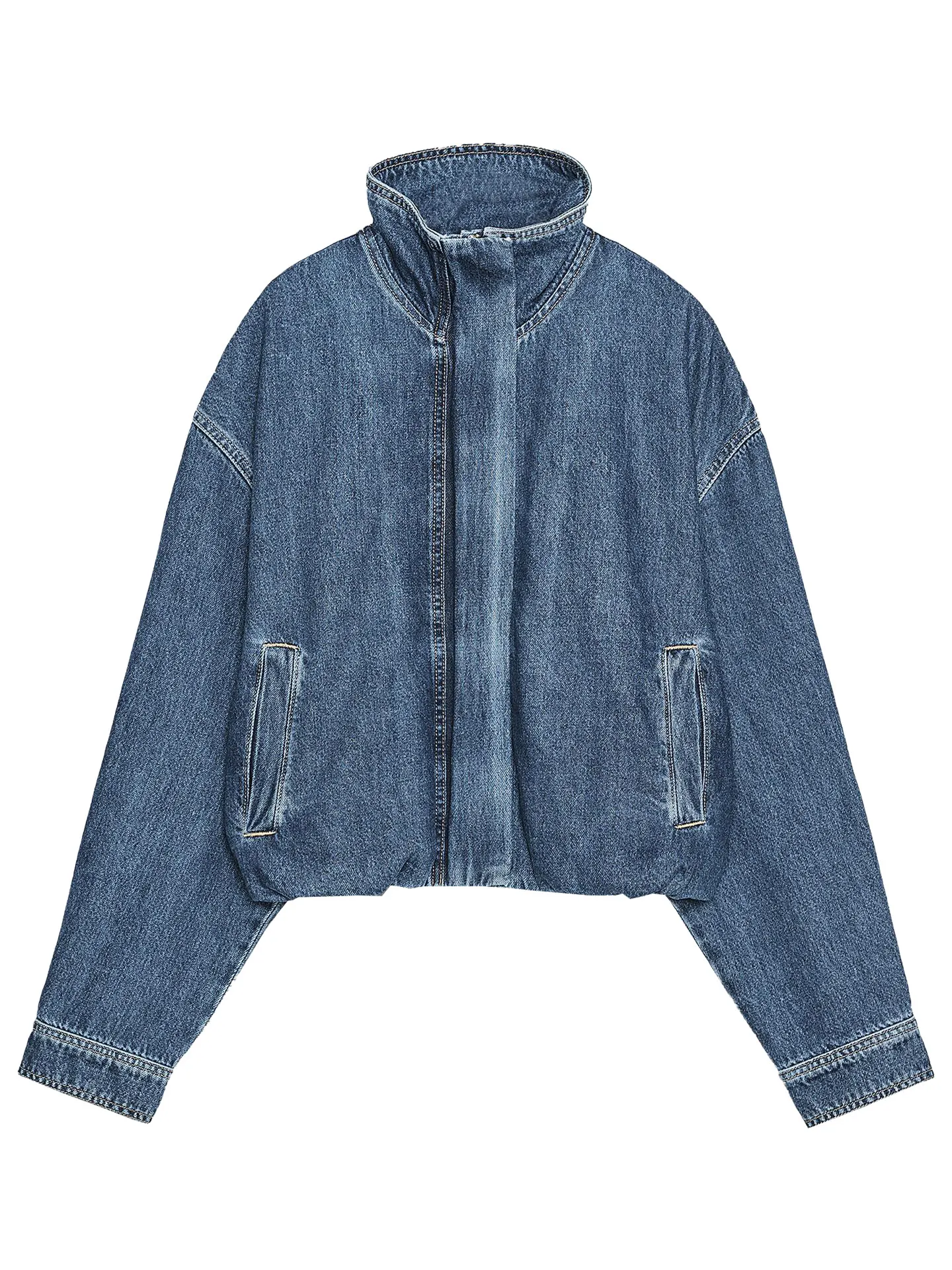 

ZAPRHA Faionable Women's Stand Collar Long Sve Denim Jaet oulder-Drift Sle Casual Outerwear for Autumn Season