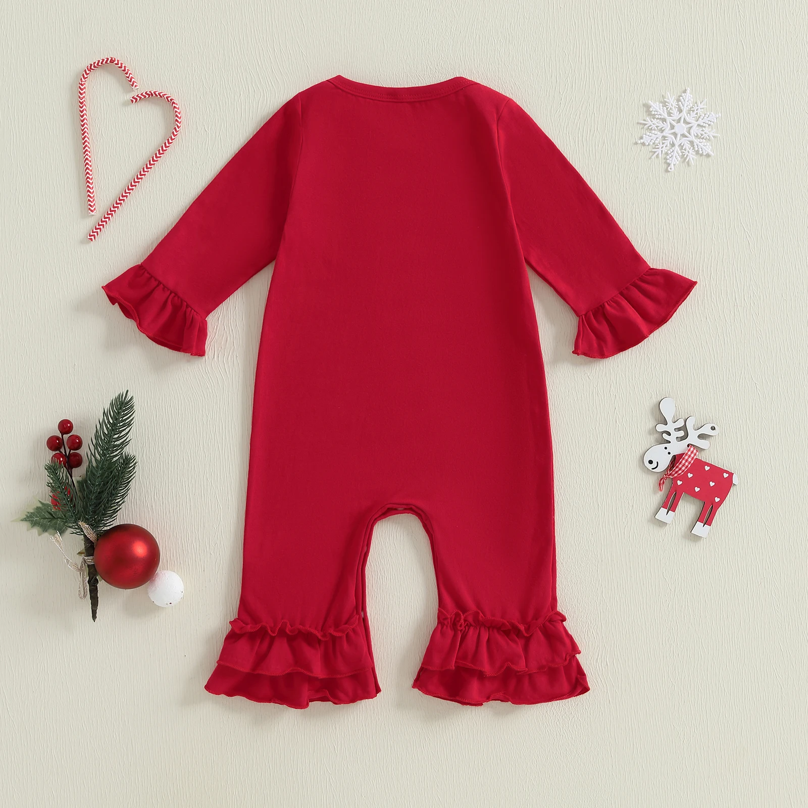 SUNSIOM 0-18 أشهر طفلة عيد الميلاد ثوب فضفاض طويل الأكمام جولة الرقبة إلكتروني التطريز بذلة