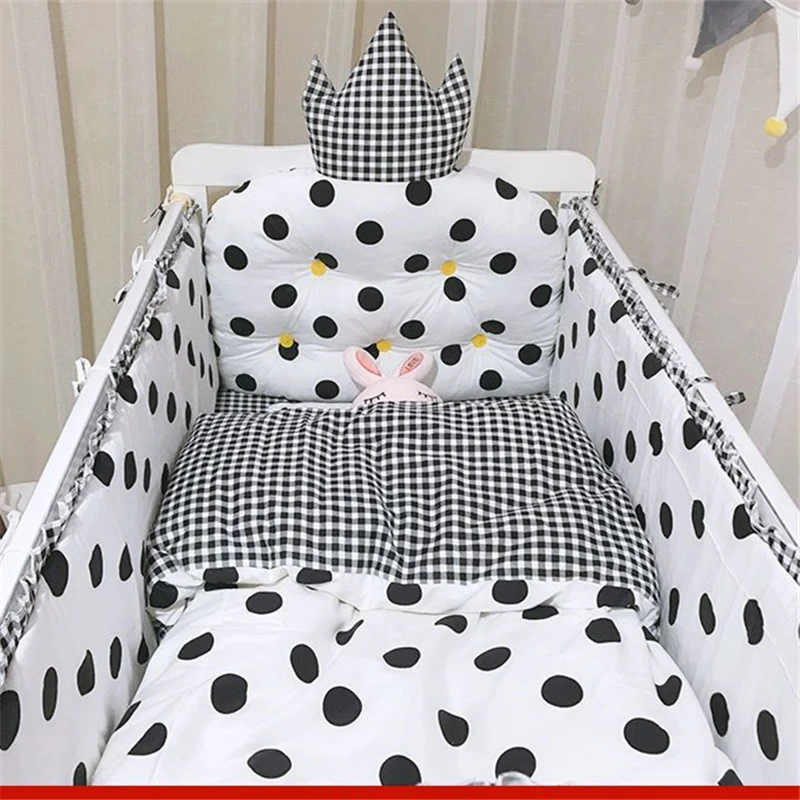 100% Pure Cotton Cartoon Printing Crib Bed Bumper Newborns Anti-collision Protective Bedding Set Boys Girls Universal Bed Sheet