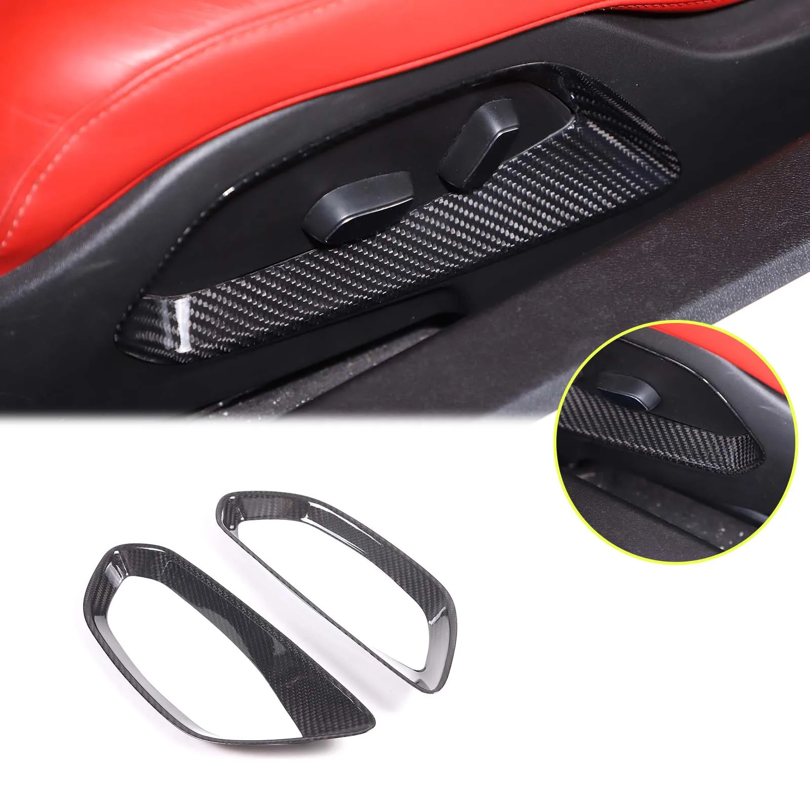 

For Chevrolet Corvette C8 Stingray Z51 Z06 2020-2024 Real Carbon Fiber Car Seat Adjust Knob Cover Trim Car Accessories