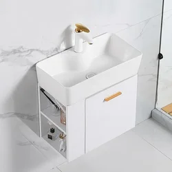 One piece simple solid wood bathroom cabinet combination washbasin, toilet washbasin, washbasin, balcony, small household unit