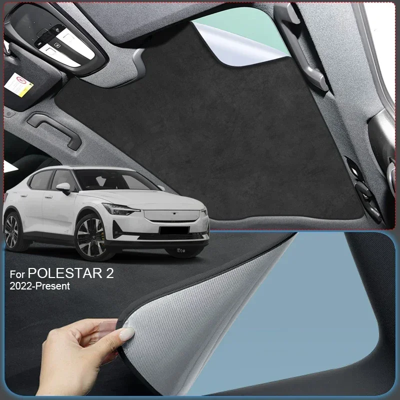 

For POLESTAR 2 2022-Present Car Anti-uv Electrostatic Adsorption Sunroof Sunshade Suede Fabric Auto Heat Insulation Skylight