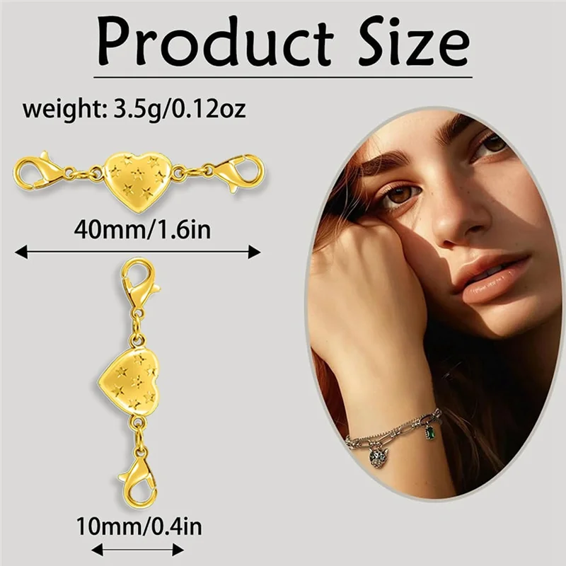 CYL-Heart Design Metal Magnetic Clasp Converter(6PCS), Gold& Silver Lobster Clasps For Necklaces, Bracelets