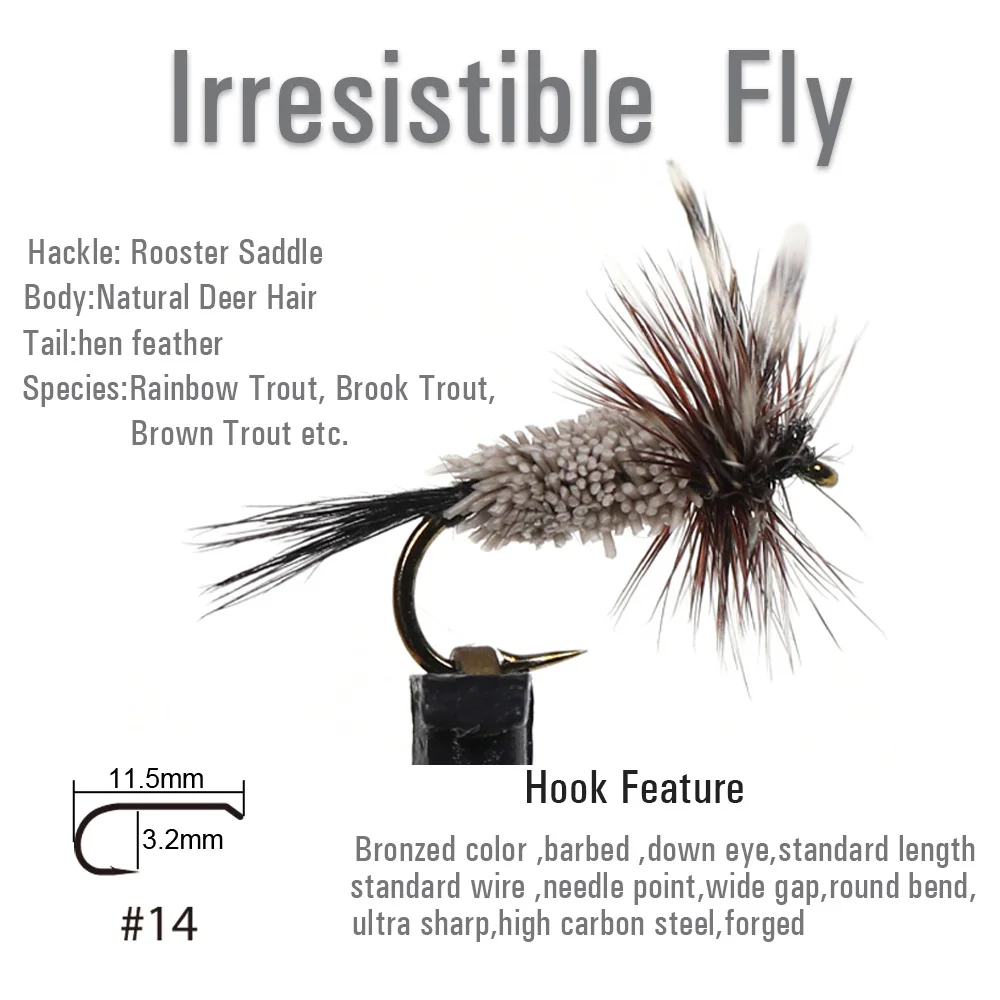 Vtwins 14#  Adam Dry Flies Quintessential Dry Fly Adams Irresistible Dry Fly Irresistible Wulff Fly Fishing Lures Trout Flies