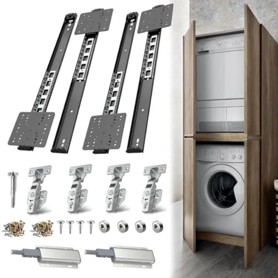 

Pocket Door Hardware Slide Kit - Heavy Duty Hidden Slidg and Pivot Hge System with Magnetic Catches, Soft Close Retractable Cab
