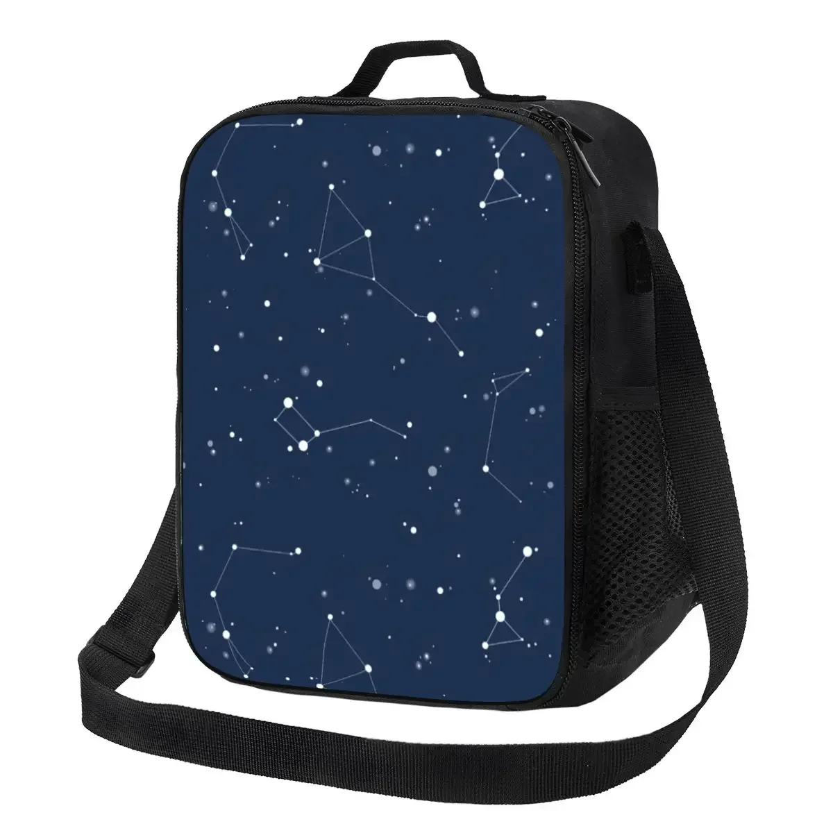 

Navy Night Sky Insulated Lunch Tote Bag for Women Space Galaxy Resuable Thermal Cooler Food Bento Box Work School Travel