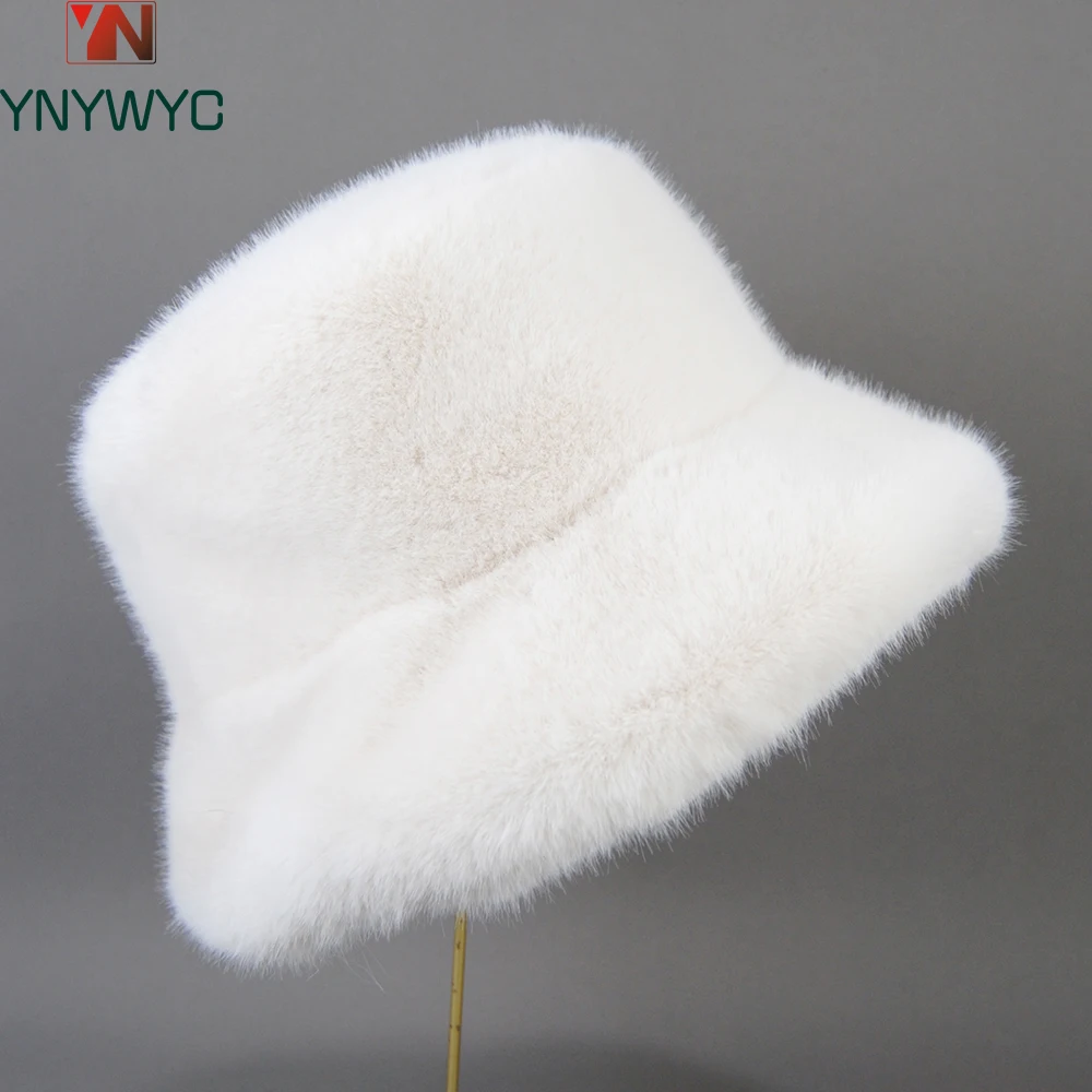 

False Mink Fur Berets Elegant Women's Winter Caps New Design Fashion Artificial Fur Hats Knitted Warm False Mink Fur Beanies Hat