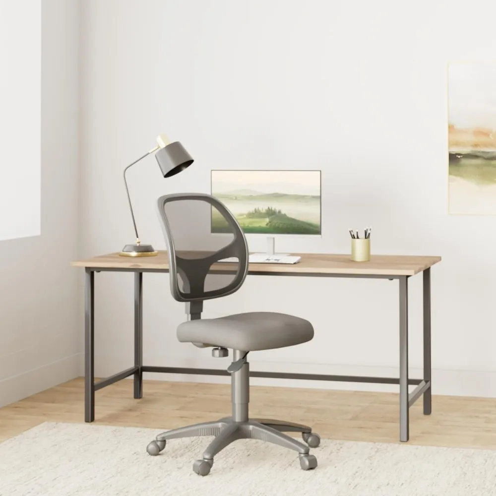 كرسي مهام المكتب الخلفي بشاشة Office Star EM Series مع دعم قطني مدمج وظهر قابل للتعديل، قماش أسود