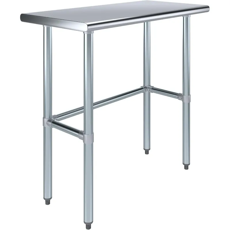 

Stainless Steel Work Table Open Base | NSF Kitchen Island Food Prep | Laundry Garage Utility Bench (36" Long X 18" Deep)